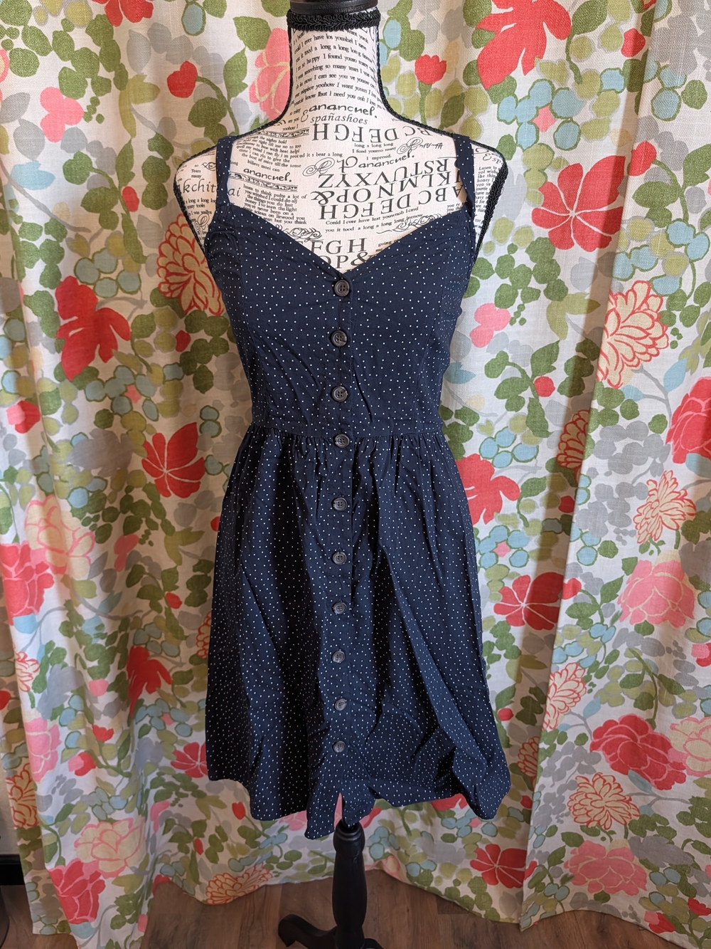 Banana Republic Navy Polka Dot Button-Front Mini Dress